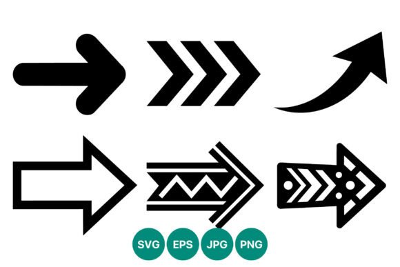Arrow Silhouette Set Black Vector Art