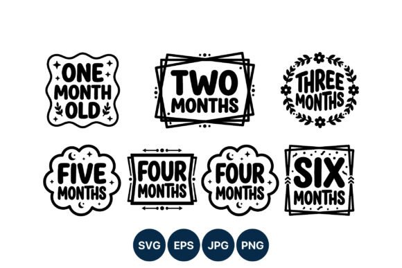 Baby Milestone One to Six Months Vector: Graphics & Illustrations for Heartfelt Branding