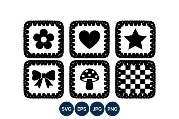 Black and White Icon Set Flower Heart: Graphics & Illustrations for Handmade Brands