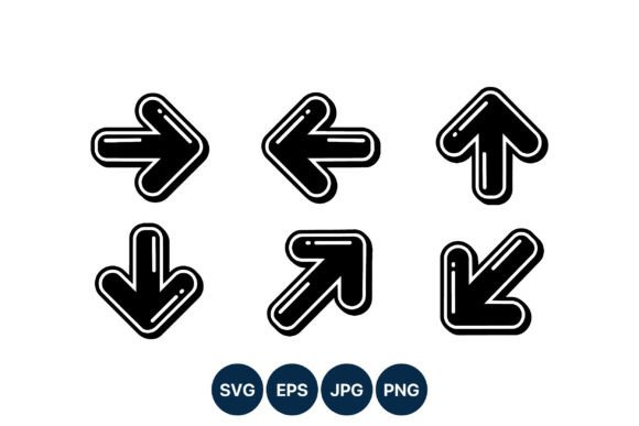 Bold Black White Arrow Icons: Graphics & Illustrations for Crafters