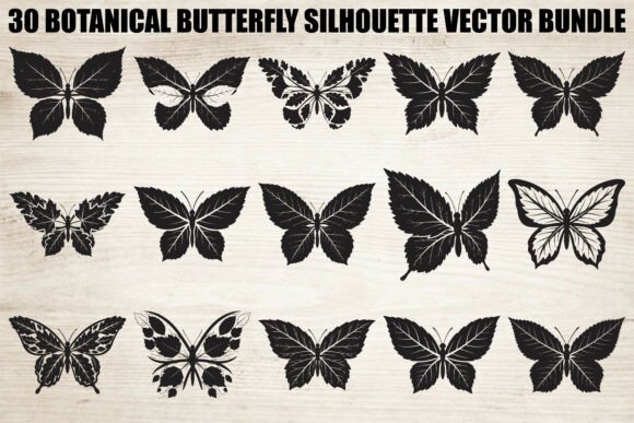 Botanical Butterfly Silhouette Bundle: Graphics & Illustrations