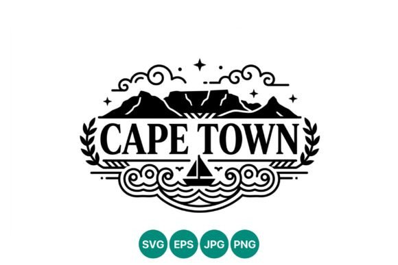 Cape Town Mountain Sailboat Vector Art: Graphics & Illustrations