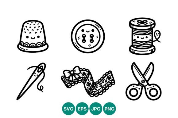 Cute Sewing Tools Icons: Friendly Graphics & Illustrations