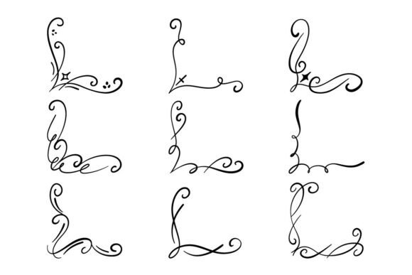 Elegant Ornamental Flourish Corner Set: Graphics & Illustrations