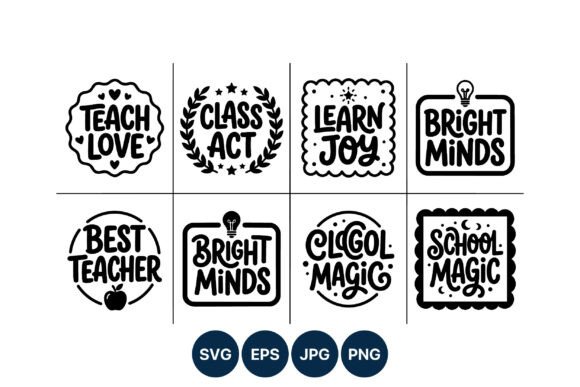 Hand Lettering Teach Love Bright Minds Graphics