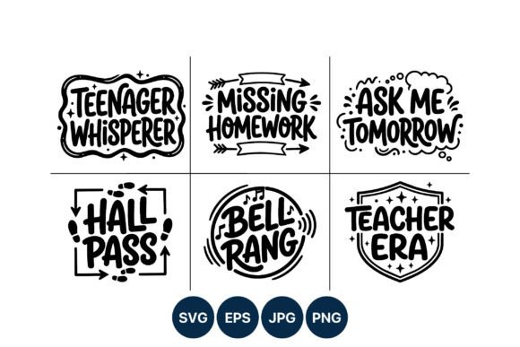 Handwritten School Phrases Vector Set: Graphics & Illustrations