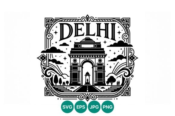 India Gate Delhi Vector Art