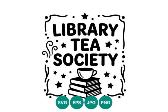 Library Tea Society Black and White Graphics