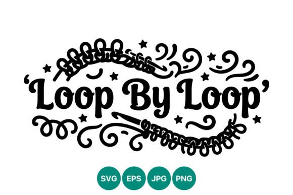 Loop by Loop Calligraphy Knitting Vector: Graphics & Illustrations