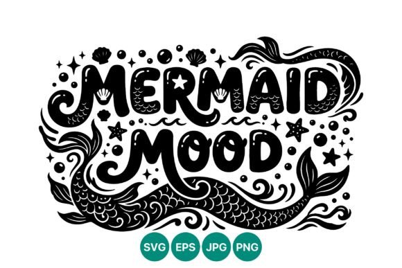 Mermaid Mood Whimsical Sea Shells Vector: Graphics & Illustrations
