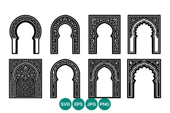 Moorish Arch Vector Art Set: Graphics & Illustrations