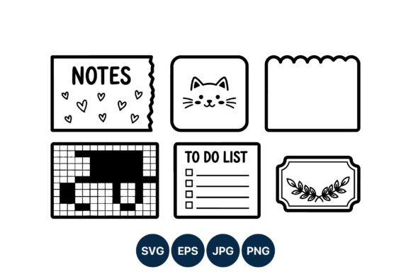 Notes Cat Face To Do List Vector Icons: Graphics & Illustrations