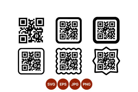 QR Code Icon Set Vector: Graphics & Illustrations