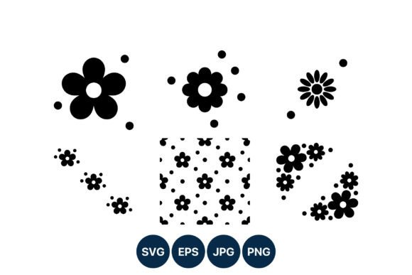 Simple Black Flower Shapes Vector: Graphics & Illustrations