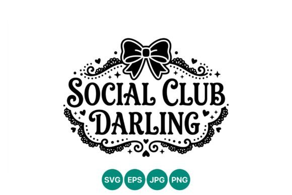 Social Club Darling Bow Lace Vector: Graphics & Illustrations