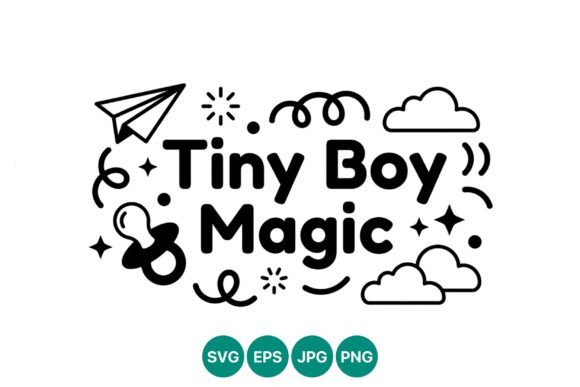 Tiny Boy Magic Playful Text Design: Graphics & Illustrations for Handmade Brands