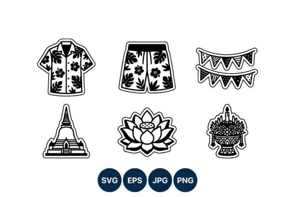 Tropical Shirt Shorts Lotus Thai Temple Graphics