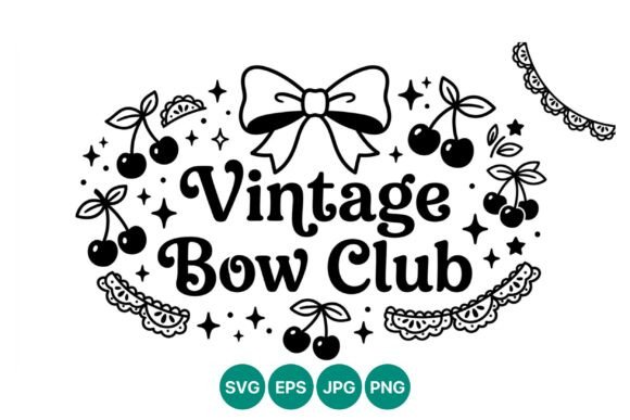 Vintage Bow Club Black White Vector: Retro Graphics & Illustrations