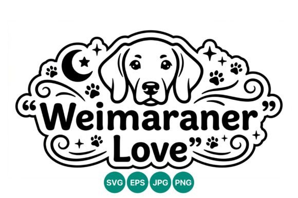Weimaraner Dog Face Love Vector Graphics & Illustrations