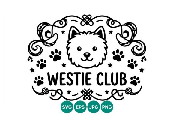 Westie Dog Club Line Art: Graphics & Illustrations